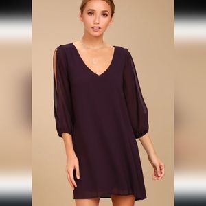 Lulus Shifting Dears Plum Dress Sz.Med NWT